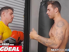 Late Jock Drills Muscly Self Defense Trainor With Carter Woods And Kyle Fletcher